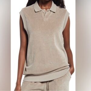 Fear of God Essentials Sleeveless Velour Polo Size Medium